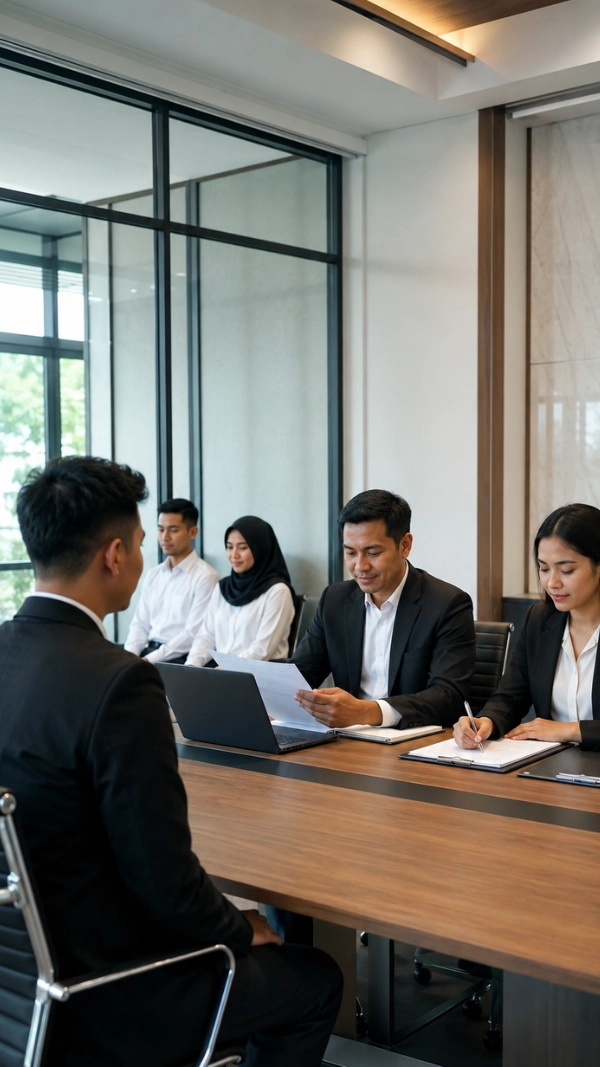 Proses seleksi dan wawancara calon pekerja bersama Internusa Human Capital